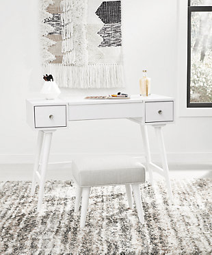Thadamere Vanity with Stool, White, rollover